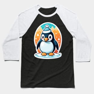 Penguin Christmas Illustration Baseball T-Shirt